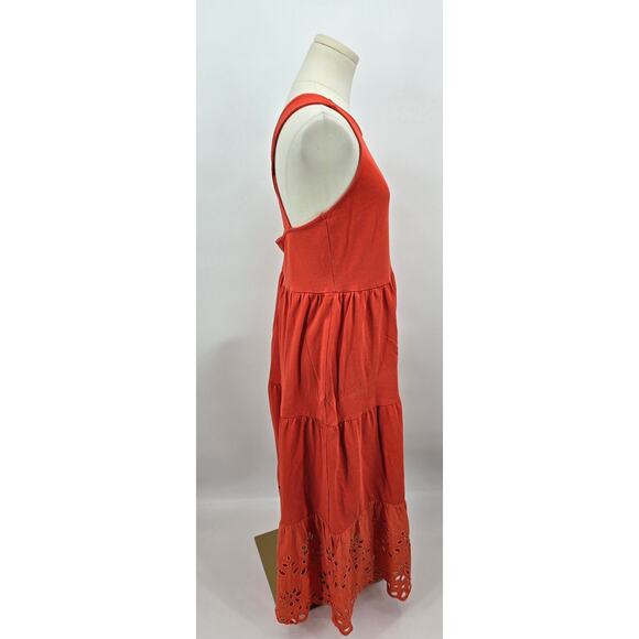 J.Crew Tiered Eyelet Trim Knit Maxi Dress – Geranium - Picture 2 of 6